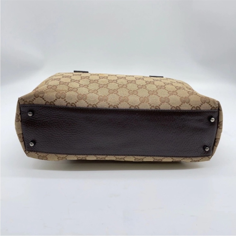 Gucci GG Canvas Leather mini Boston Beige and Brown Satchel white Dust bag. - Picture 6 of 14